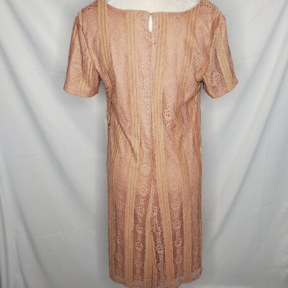 NEW MIKAROSE dress the Elise dusty rose lace short sleeve modest M - Picture 6 of 11